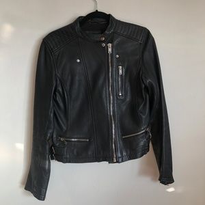 Zara Black Faux Leather Moto Biker Jacket